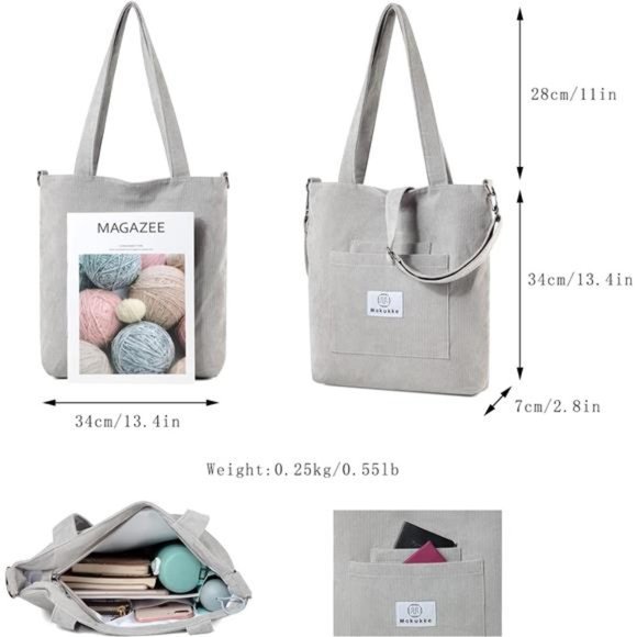 Corduroy Totes Bag Women - Shoulder Hobo Bag Handbags Crossbody Bag Big Capacity - Picture 5 of 7